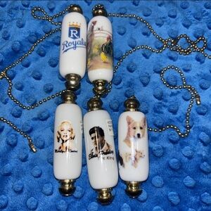 Ceiling Light / Fan Pulls Pick One Elvis,Royals, Marilyn Monroe, Roosters